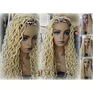 Headband Wig Blonde 613 Platinum Goddess Faux Locs Gypsy Bohemian Boho Dread Wig